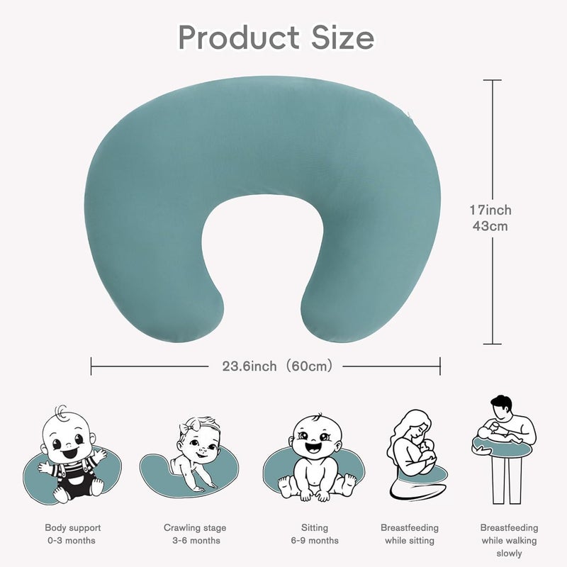 FUNUPUP Rayon Made from Bamboo Nursing Pillow Cover Compatible with Boppy Nursing Pillow, Stretchy Baby Nursing Covers for Breastfeeding Pillows for Boys Girls, Green - Image 2